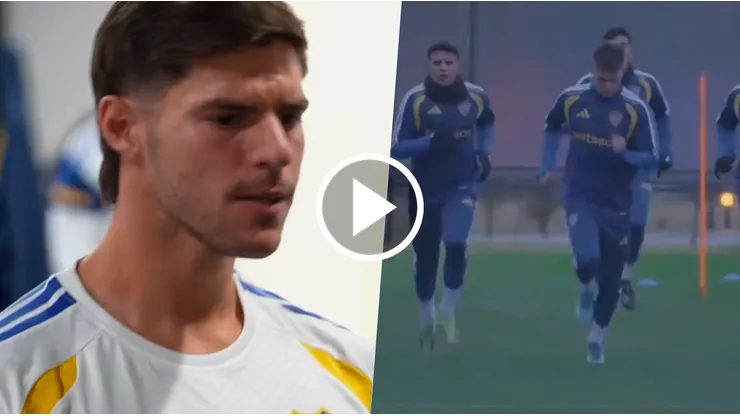 Boca se entrenó con ropa nueva en Ezeiza.