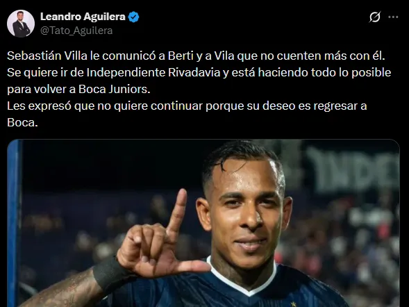 Villa quiere jugar en Boca. (Captura)