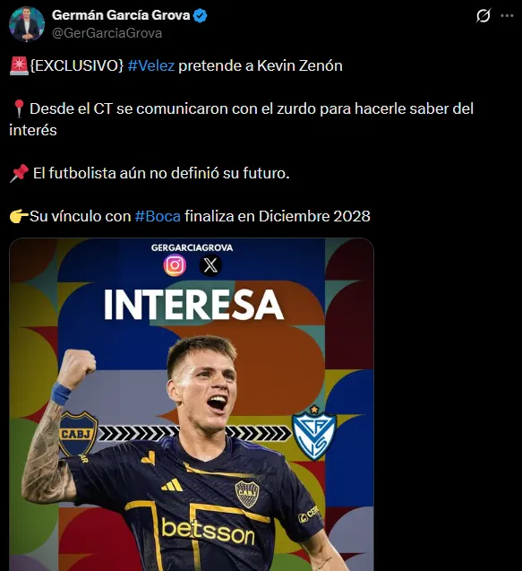 Vélez quiere a Zenón. (Captura)