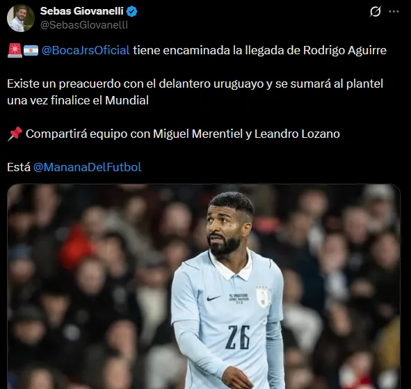 ¿Rodrigo Aguirre llegará a Boca post Mundial? (CAPTURA)