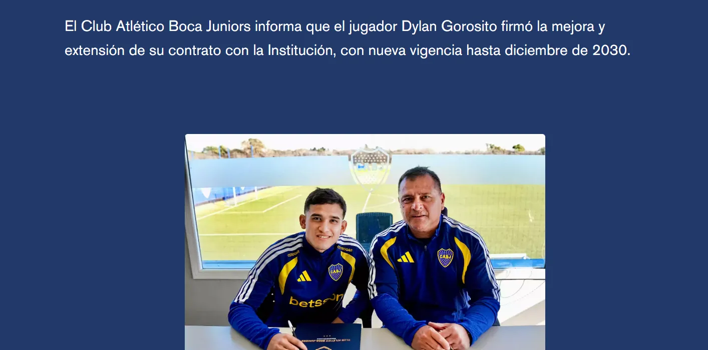 Boca renovó el contrato de Dylan Gorosito. (Captura)