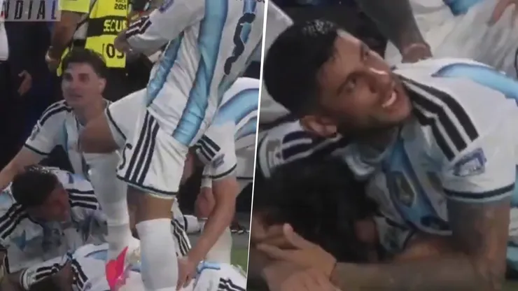 El divertido momento entre Paredes y "Cuti" Romero en pleno festejo ante Cabo Verde.