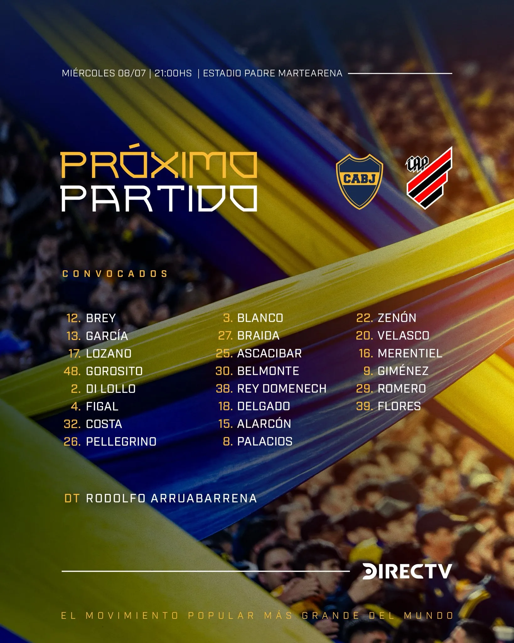 Los convocados de Boca vs. Paranaense. (Boca Oficial)