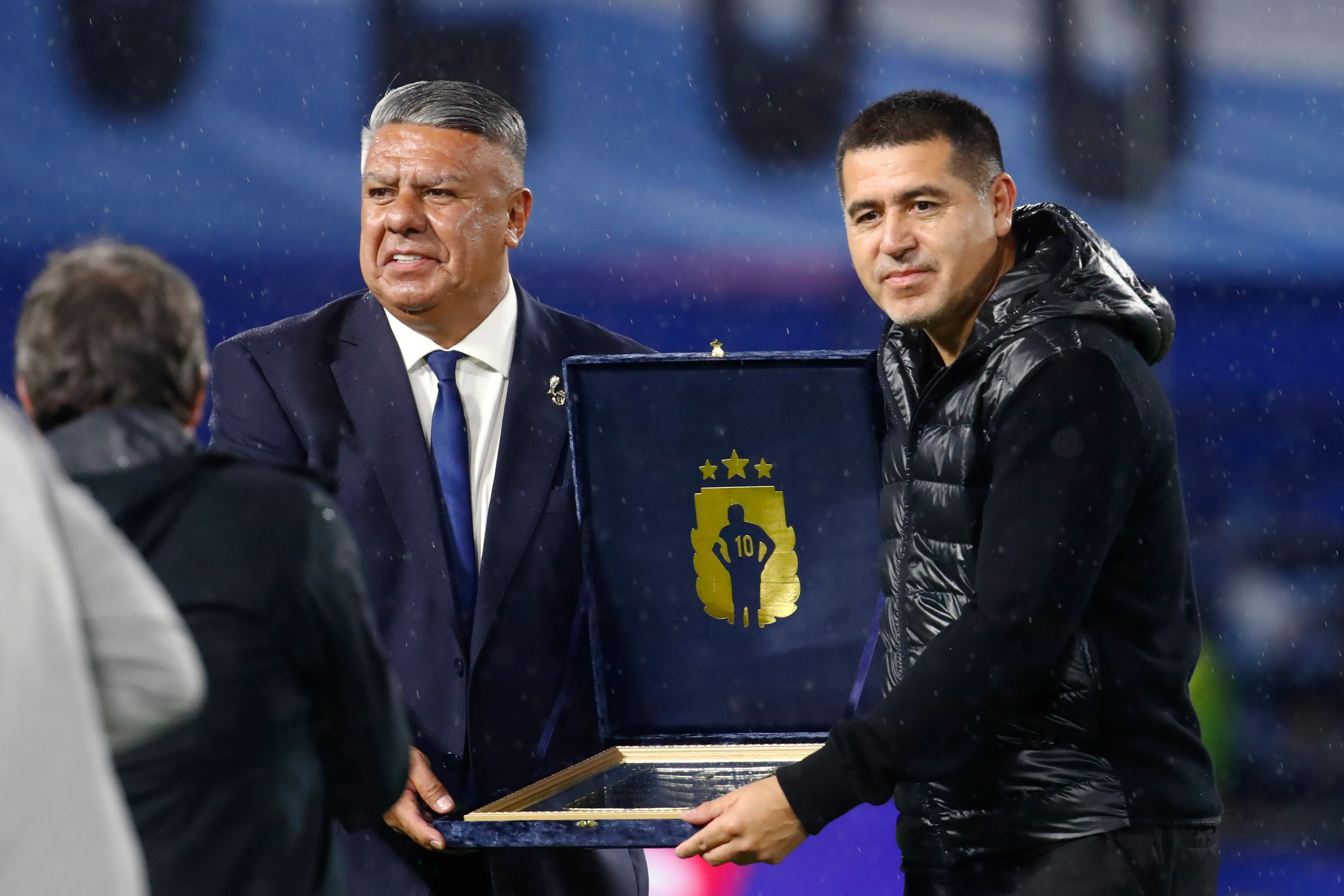 Riquelme con Tapia en La Bombonera. (Getty)