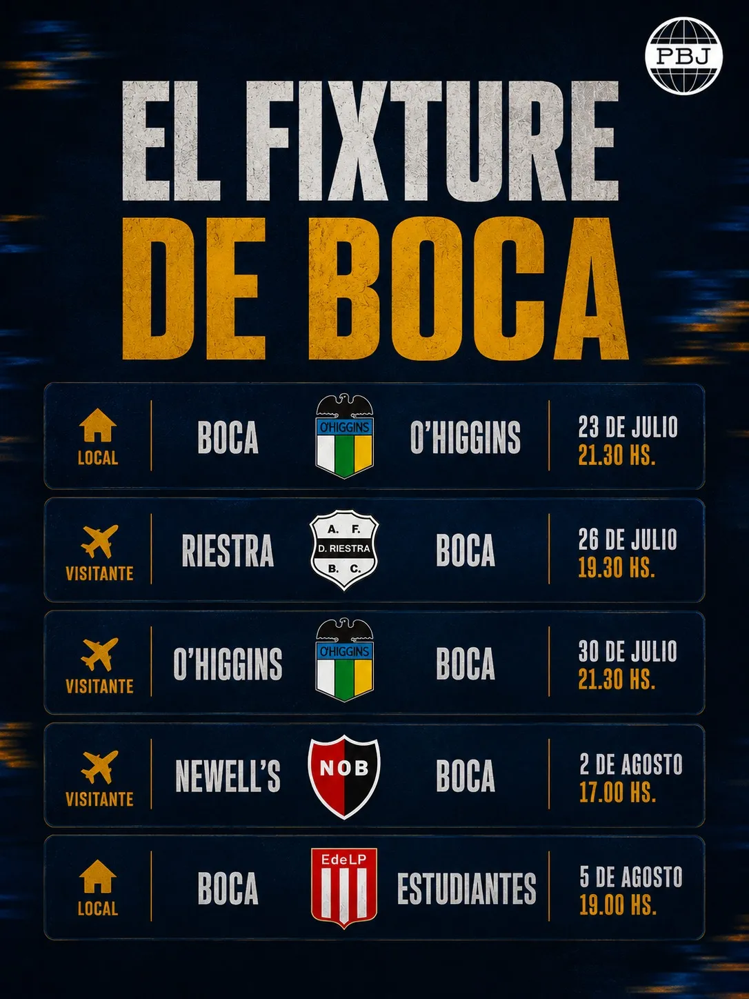 El calendario de Boca.