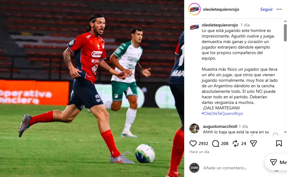 Los fanáticos del DIM, rendidos a los pies de Martegani.
