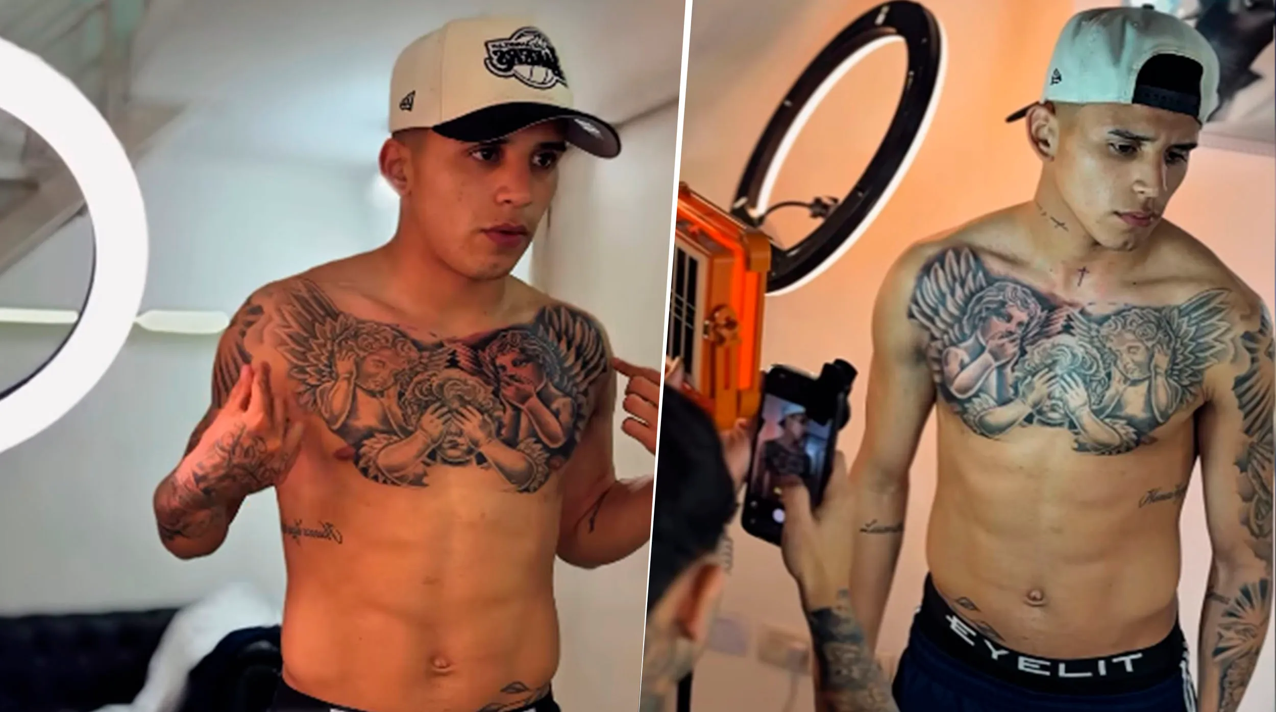 Las imágenes del tatuaje de Flores. (Captura)