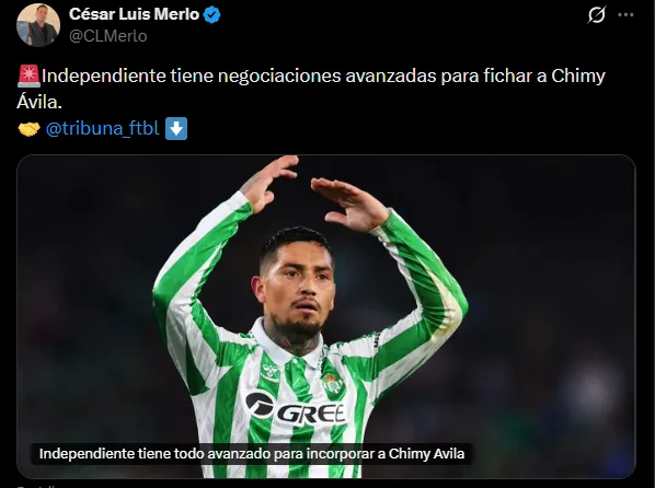 Independiente quiere cerrar a Ezequiel Ávila. (Captura)