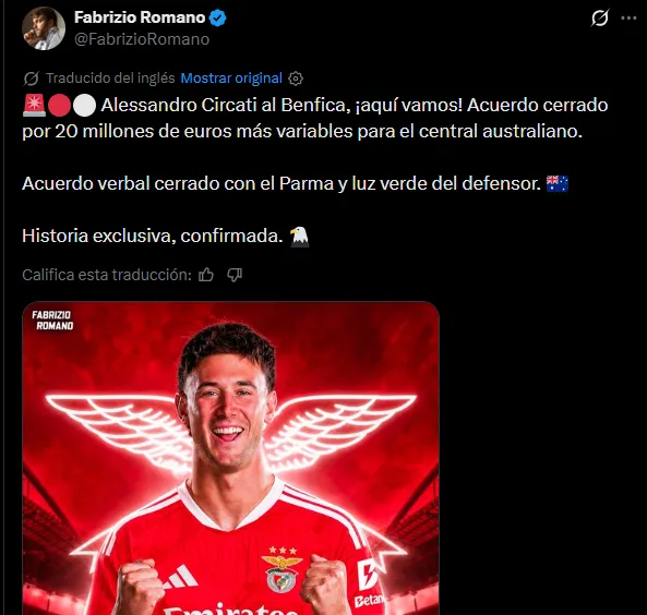 Di Lollo no iría al Benfica. (Captura)