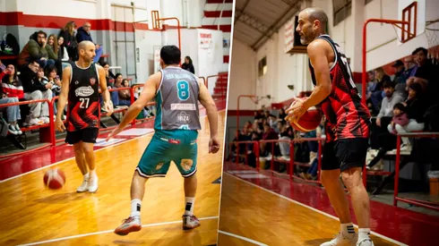 Rodrigo Palacio reapareció, ahora como jugador de básquet.