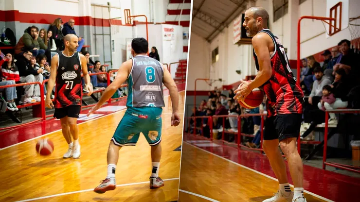 Rodrigo Palacio reapareció, ahora como jugador de básquet.