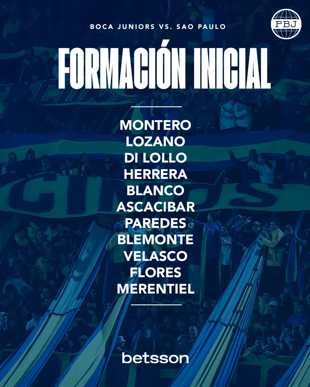 La formación de Boca vs. San Pablo.