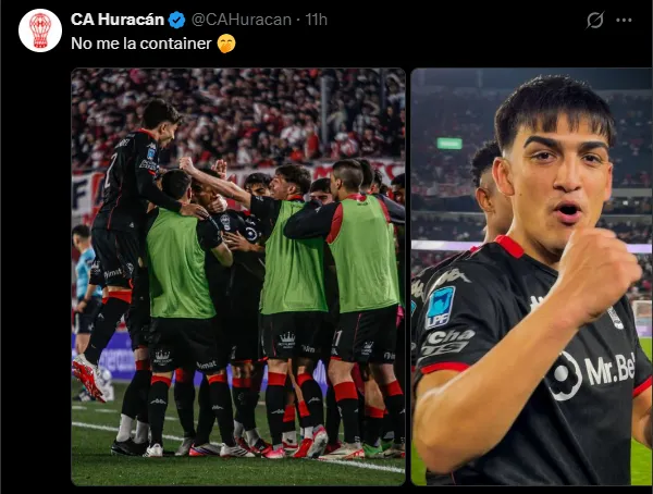 Una de las chicanas de Huracán a River. (Captura)