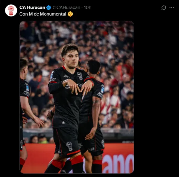 Otro de los posteos de Huracán para River. (Captura)